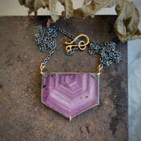 Raspberry Sheen Sapphire Slice Necklace